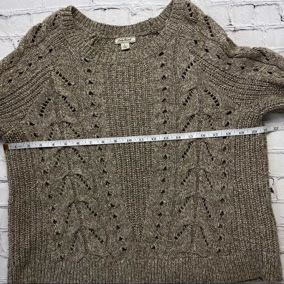 Lucky Brand Women's Cable Knit Sweater Brown Wool Blend size Large - Picture 11 of 12